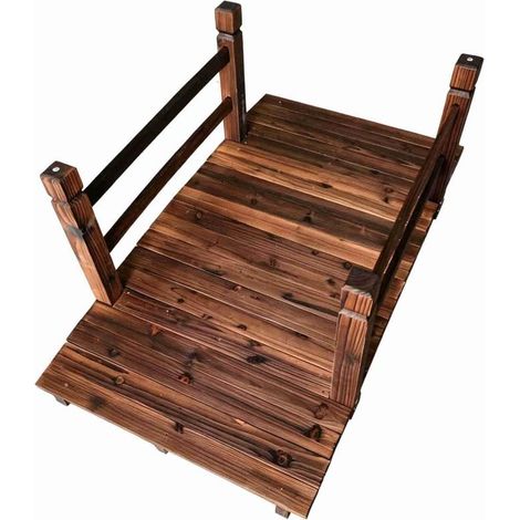 Structure robuste 500 kg pour sécuriser vos passages, passerelle en bois avec rampes pour jardin et bassin (1/2)