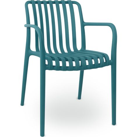 Sedia Iside da esterno in plastica verde petrolio comfort premium con braccioli
