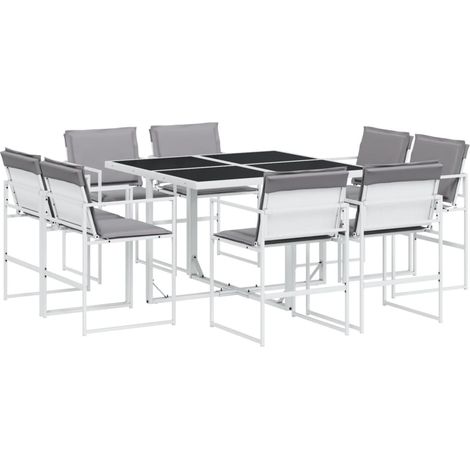 Maison Exclusive - Set da Pranzo da Giardino 9 pz con Cuscini Bianco in Textilene