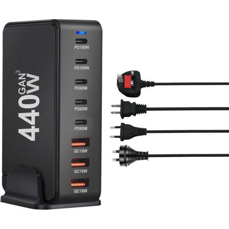 Chargeur De Bureau - 440 W - GaN PD - Pour Ordinateurs Portables Et Appareils USB-C - 1 Pièce (1/5)