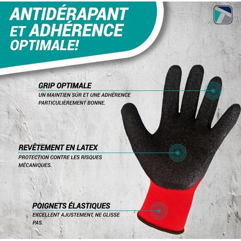 12 Paires Gants Travail Latex 23cm, Montage Solide Protection (1/5)
