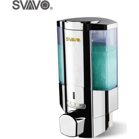 Distributeur de savon liquide manuel chromé de 350 ml - Accessoires de salle de bain - Distributeur de gel hydroalcoolique - Fixation murale simple - Distributeur de shampoing et de savon (1/5)