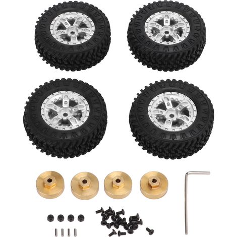 Pneus En Caoutchouc - Jantes Métalliques À 5 Rayons - Pour Voiture Télécommandée 1/24 - Diamètre 55 mm - Lot De 4 (1/5)
