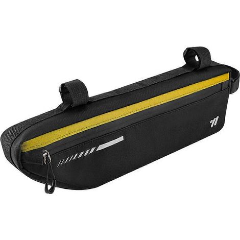 Sacoche de vélo WEST BIKING 2,6 L grande capacité, fixation sur le tube supérieur avant, étanche et résistante à l'usure, noire et jaune. (1/5)