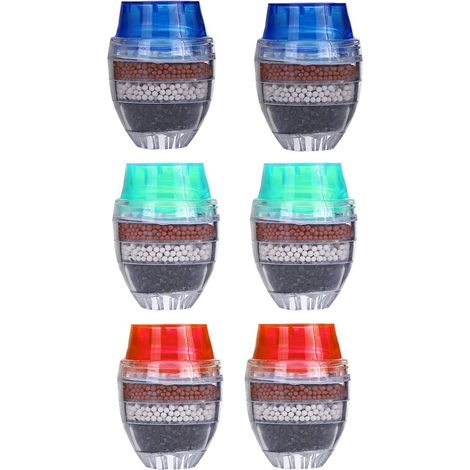 Mini Filtre à eau de Robinet 6Pièces Rond à Charbon Actif Filtre à Eau de Robinet à 5 Couches Home Eau Purifiée Robinet (1/5)