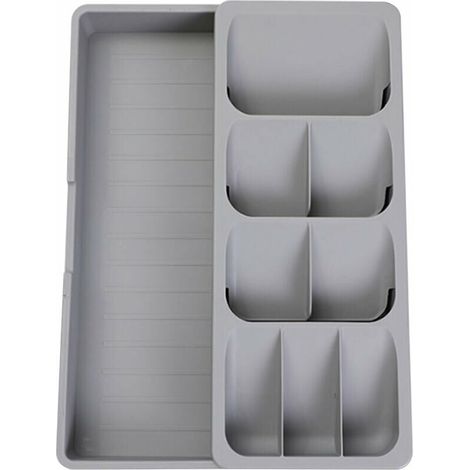 Green Mobility-Plateau Extensible De Rangement Pour Tiroir A Couverts, Grande Capacite, 9 Compartiments, Conception Inclinee, Polyvalente, Gris Gris (1/5)