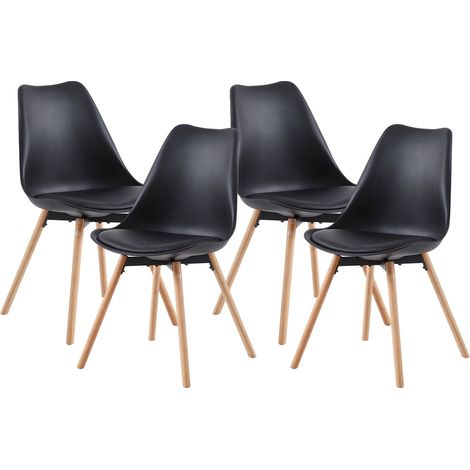 4 Chaise de salle à manger design contemporain scandinave-Noir (1/3)