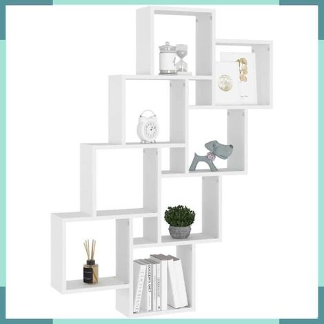 807178 étagère murale cube Blanc 90x15x119 cm Bois d’ingénierie (1/4)