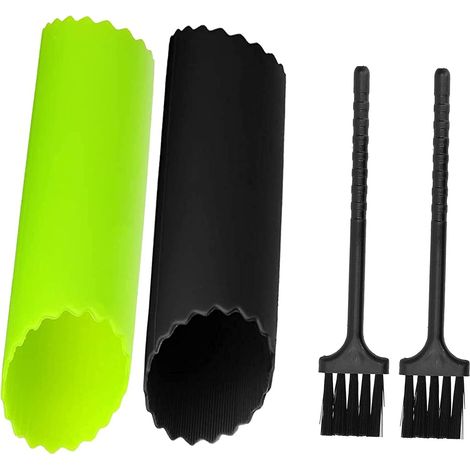 Set mit 2 Knoblauchschälern, Silikon-Knoblauchschälern, Knoblauchrollern, Gemüseschäler, Küchenutensilien, spülmaschinenfest -- Inklusive 2 Bürsten (grün und schwarz)