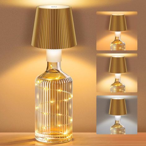 Lampe bouteille LED avec guirlande sans fil rechargeable USB-C (1/4)