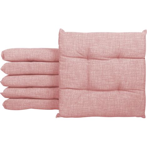 Cuscino arredo sedia Set 6 Cuscini Con Lacci, 4 Punti Comodi, Prodotto Italiano 40 x 40 in Cotone Imbottiti Spessore 6 Cm Lavorati a Mano sala camera mattonella 100% cotone Cipria
