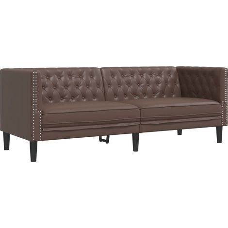 Canapé  Sofa à 3 places Chesterfield marron similicuir