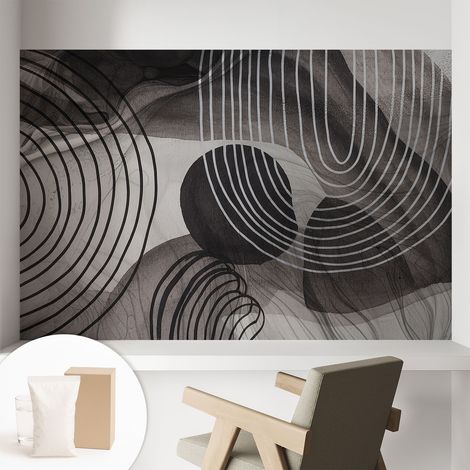 Papier peint intissé décoratif avec motifs pour salon et chambre a motif - Colle incluse gratuite Harmonie des formes 104x70 cm (1/5)