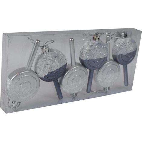 Set mit 6 silbernen Lutscherkugeln mit Glitzer – Graphitformen