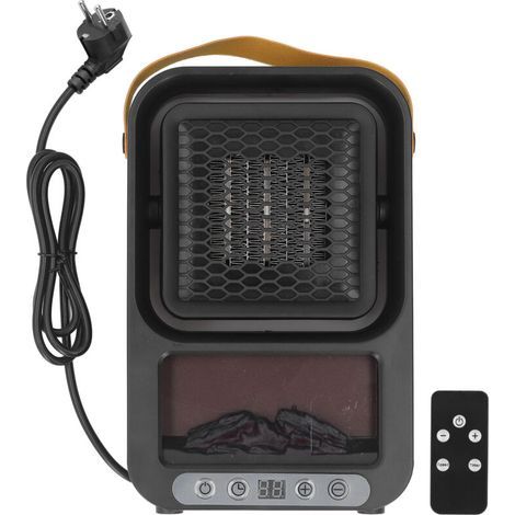 Radiateur électrique portable silencieux 220 V avec télécommande – idéal pour bureau ou chambre, prise UE (1/5)