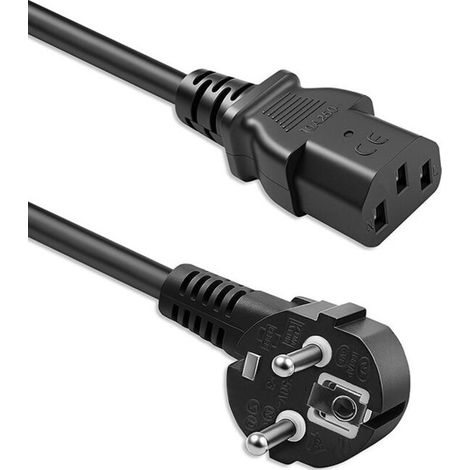 Cable de alimentación SCHUKO CEE con enchufe acodado IEC C13 de 5 m (1/3)