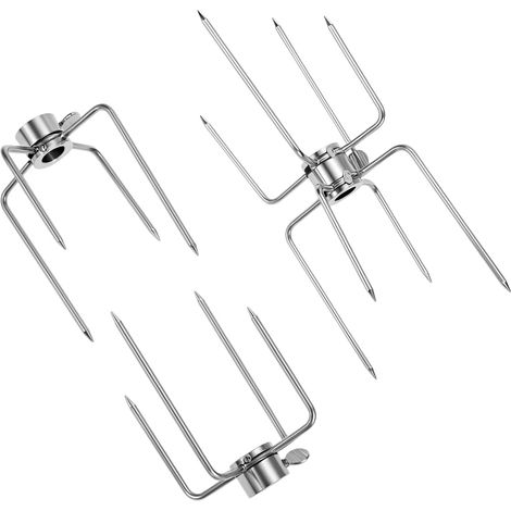 3 Pièces Fourchette brochette, barbecue rotissoire fourche en acier inoxydable 304 pour brochette, compatible avec hexagone 12 mm, carré 10 mm et 8 mm (1/5)