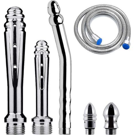 3-teiliges Einlauf-Duschset mit 3 Duschköpfen. Duschset für Herren + Duschschlauch (silber)