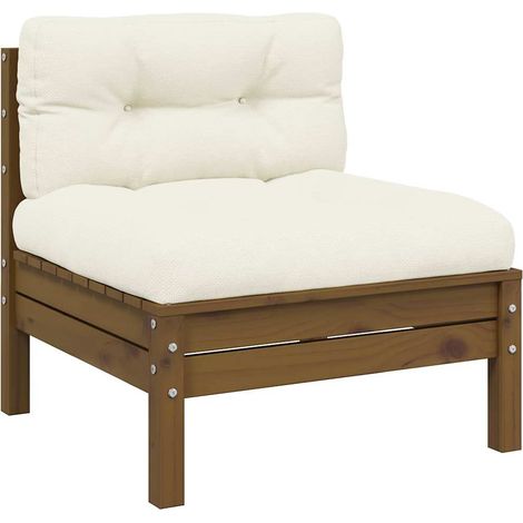 vidaXL Garten-Mittelsofa mit Kissen in Honigbraun Massivholz Kiefer