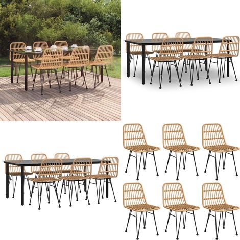 7-tlg. Garten-Essgruppe Poly Rattan - Poly Rattan - Gartenmöbel (1/5)