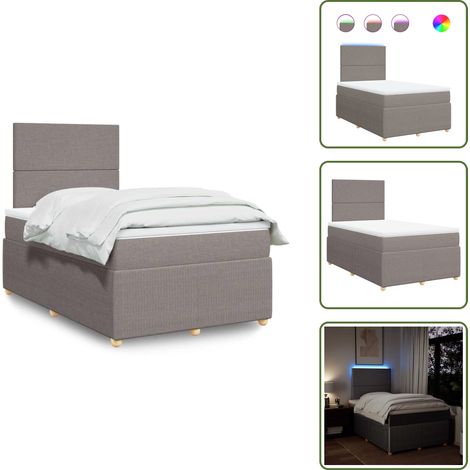 vidaXL Sommier à lattes de lit avec matelas taupe 120x190 cm tissu
