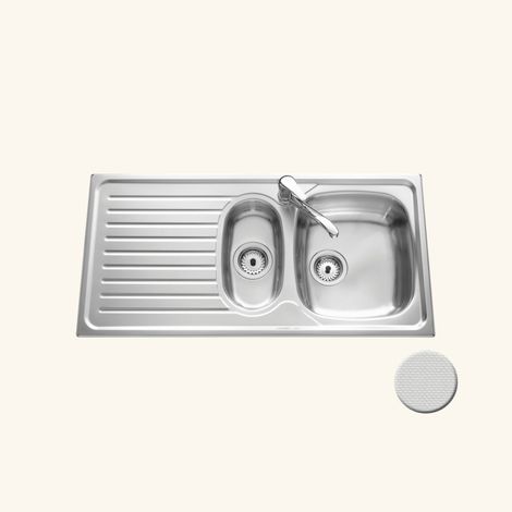 Cuisissimo – Évier inox nid d'abeille 100x50 cm – 1 bac réversible avec égouttoir – Bonde et siphon inclus – Pour meuble sous évier 60 cm