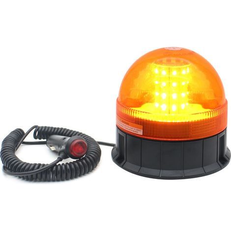 Gyrophare LED magnétique orange 12V 24V – 3 modes clignotement – IP65 étanche – Installation facile sur véhicules métalliques (1/4)