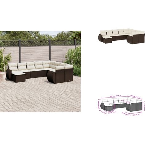 Salon de jardin 10 pcs avec coussins marron résine tressée - Ensemble De Canapés De Jardin - Ensembles De Canapés De Jardin - Ensemble De Canapés D'extérieur - Ensemble De Canapés De Patio (1/3)