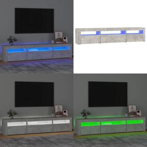 Mueble de TV con luces LED gris hormigón 195x35x40 cm - Luz LED RGB - Mueble de TV gris hormigón