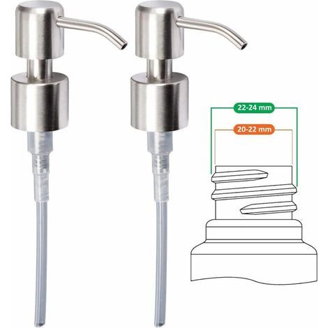 Pompe distributeur de savon en inox brossé 24 mm - Lot de 2 pièces (1/5)