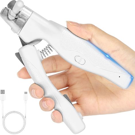 Lime à Ongles Chien et Chat,Rechargeable Tondeuse à Ongles pour Animaux Domestiques avec Lumière LED,Protection Contre Les Éclaboussures,avec Lime a Ongles,pour Petits, Chats,Moyens Chiens (1/5)