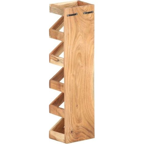 Étagère à Vin en Bois d'Acacia Massif - Porte-Bouteilles Design pour 5 Bouteilles, Rangement Compact et Élégant pour Cuisine ou Salon (1/5)