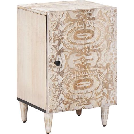 Badezimmerschrank Weiß 38 x 33,5 x 58 cm Massivholz Mango vidaXL