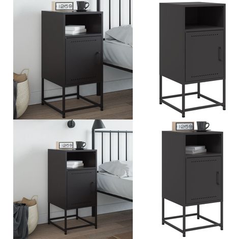 Table de chevet noir 36x39x78 cm acier - Table De Chevet - Table Industrielle - Mobilier Moderne - Design Scandinave - Rangement Pratique - Home & Living (1/5)