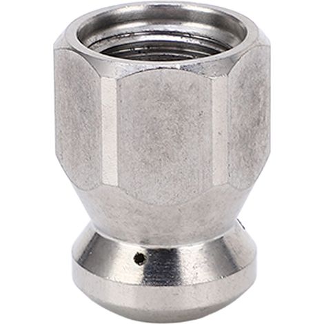 Buse de nettoyage haute pression 5000 PSI pour le débouchage de canalisations, buse de nettoyage à jet d'eau en acier inoxydable, tête ronde, 1 orifice avant, 3 orifices arrière, filetage G1/4 po (1/5)