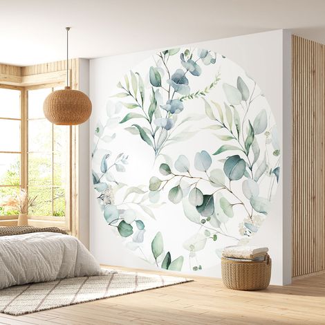 Papier peint rond / cercle - Motif botanique - Diamètre 130 cm (1/4)