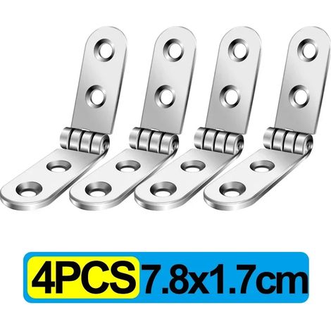 (4 pièces) Charnières à rabat pliables à 180° avec coins arrondis, à visser, pour machine à coudre, armoire, sommier et autres meubles (1/5)
