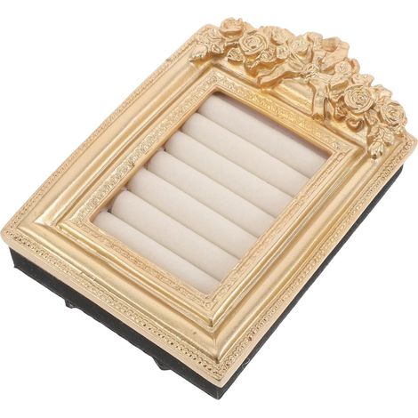 Plateau à Bijoux Vintage en Résine Or Design Baroque Élégant, Porte-bagues Compact pour Organisation et Présentation Lors de Mariages et Anniversaires (1/5)