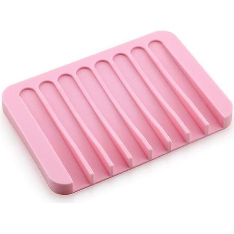 Selbstentleerende Silikon-Seifenschale für Bad oder Küche, rosa (1/5)