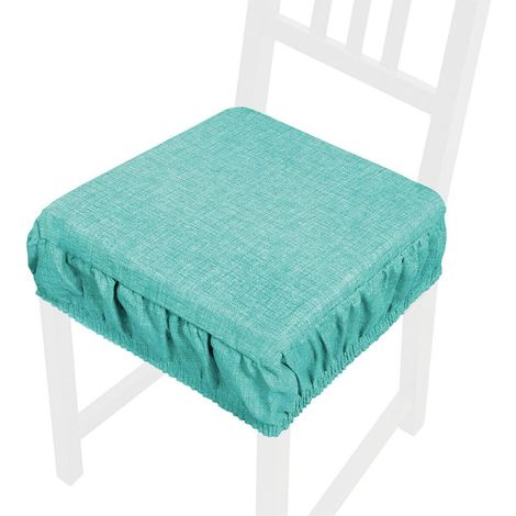 Cuscino Sedia Morbido Sfoderabile Coprisedia Cotone Lavabile Colore Pastello 100% Made In Italy - Turchese