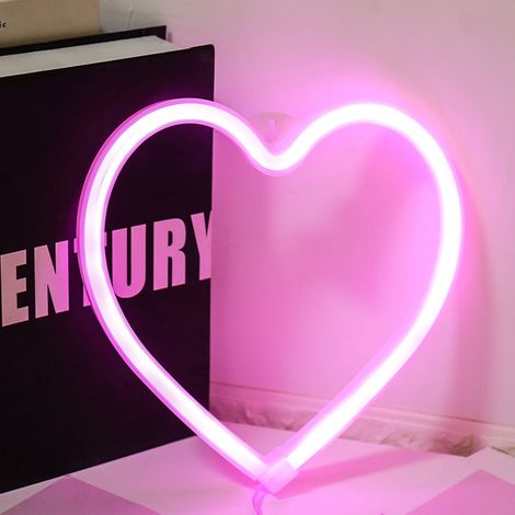 Coeur - Luminaire Néon LED Alimenté Par USB - Décoration Murale Pour Chambre, Salle De Classe, Fête, Mariage Et Décor De Saint-Valentin - 21 X 20 Cm - 1 Pièce (1/5)