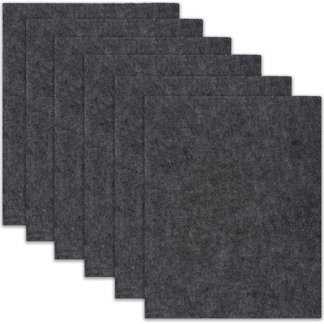 6er-Pack selbstklebende Filzgleiter, 16 x 20 cm, Autofilz, selbstklebend, strapazierfähig, 4 mm dick, quadratisch, rutschfest, Möbelpolster, dunkelgrau