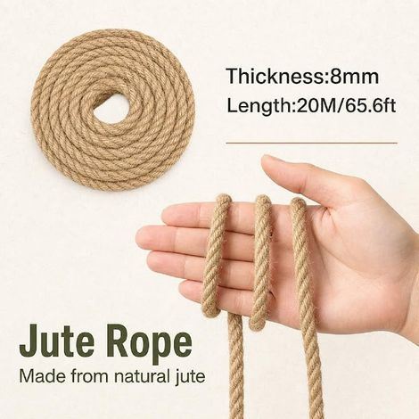 Ficelle Jute 8mm, Corde Jute Naturelle (1/4)