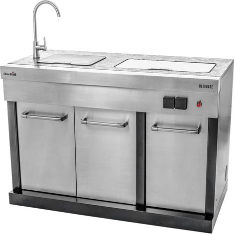 Module cuisine extérieure avec évier et glacière – Acier inoxydable – Comptoir en granit – Prise électrique intégrée – Char-Broil (1/10)