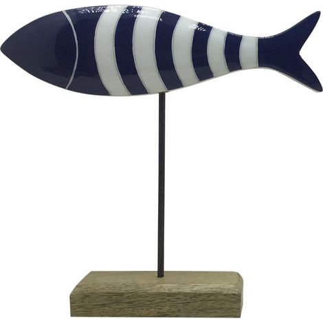 Signes Grimalt Figura da tavolo Blue Sailor Wooden Fish 23x25x5 cm