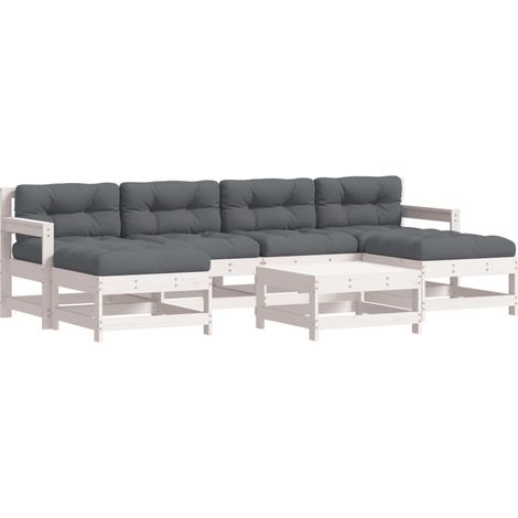 Maison Exclusive - Set Divani da Giardino 7pz con Cuscini in Legno Massello Bianco