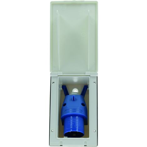 Einbaubare männliche Steckdosenleiste mit drehbarem Stecker, CEE17, weiß