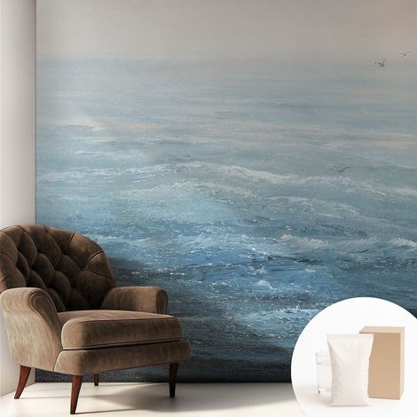 Papier peint intissé avec imprimé pour cuisine facile à appliquer pour mur pour salon a motif - Colle incluse gratuite Mer calme 250x250 cm (1/5)