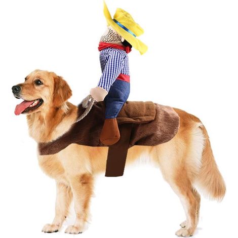 One Piece Cowboy Dog Costume Riding Funny Style Christmas Halloween Cosplay Costume (Brown Riding Outfit) - Buste 50-70cm (1/2)