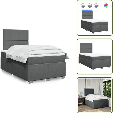 Sommier à lattes de lit avec matelas gris foncé 120x190cm tissu - Sommier À Lattes De Lit - Sommiers À Lattes De Lit - Lit - Meuble De Chambre À Coucher (1/5)